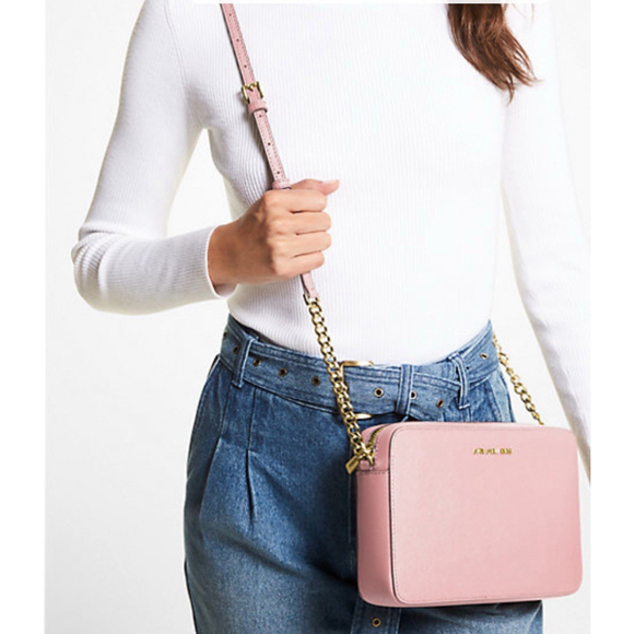 Michael Handbags - Michael Kors Jet Set Saffiano Leather Crossbody Pink